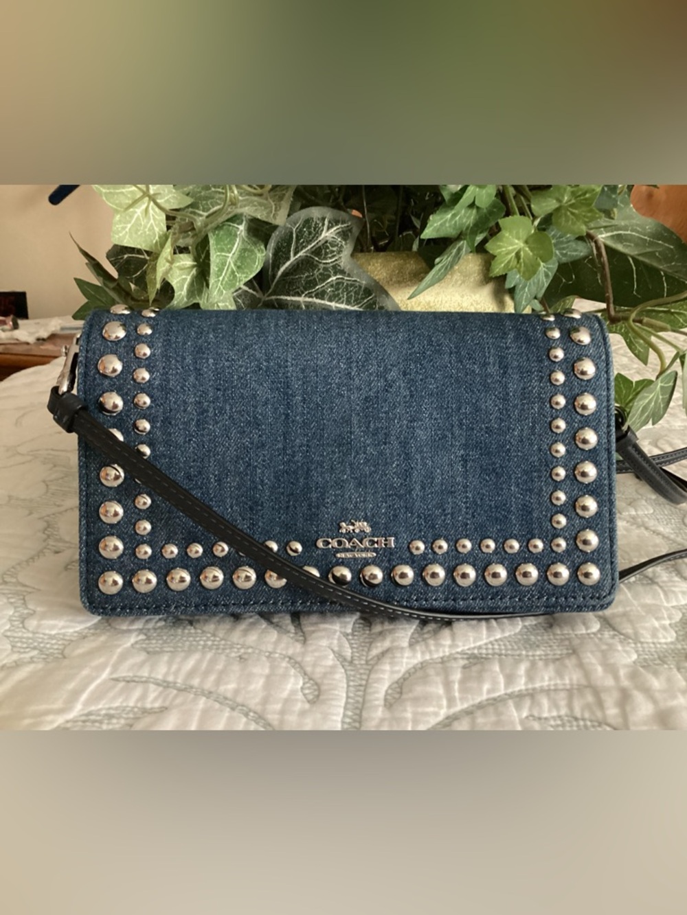Coach Denim Studded Crossbody